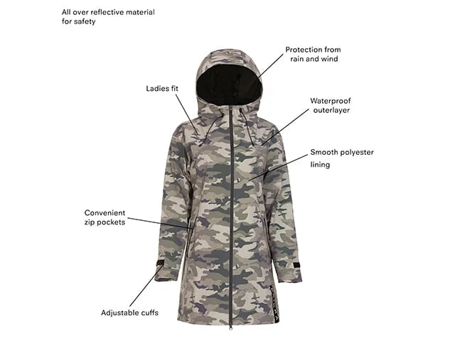 PAIKKA HUMAN VISIBILITY REGNFRAKKE, CAMO, DAME-MODEL