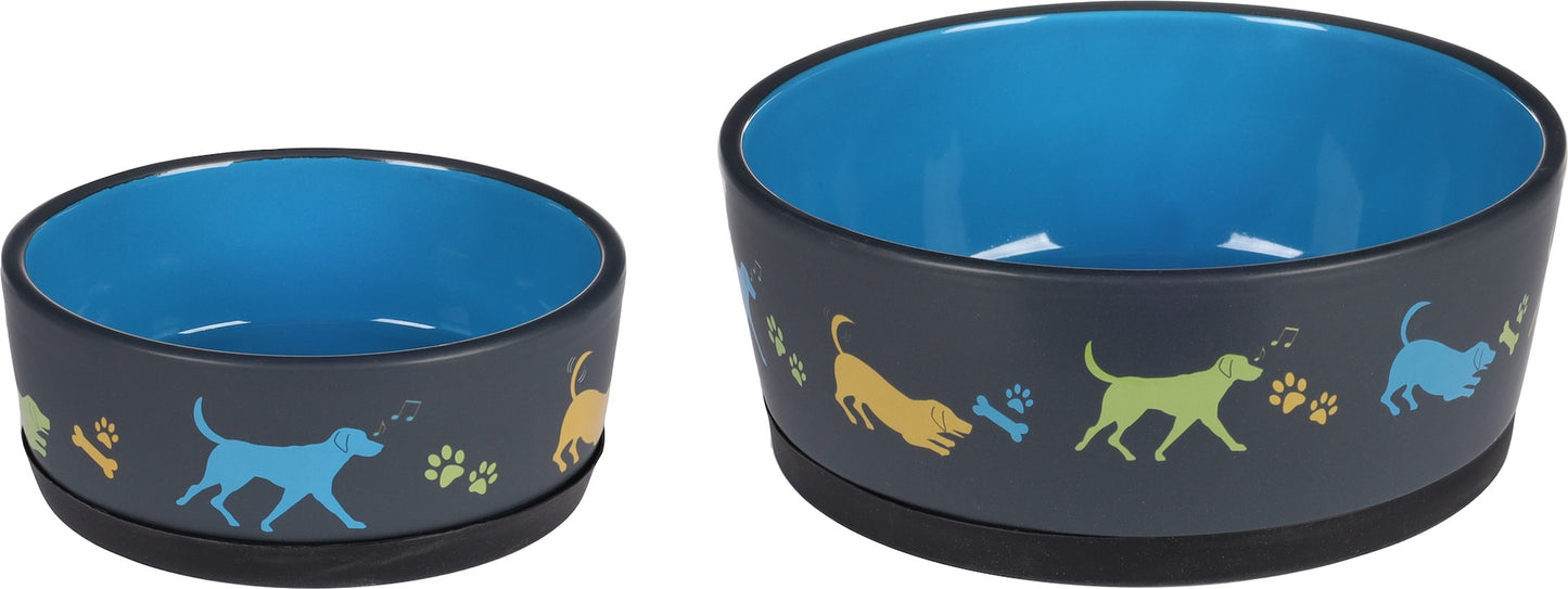 CORI Ceramic Blue Rund Antislip Vand- og Foderskål