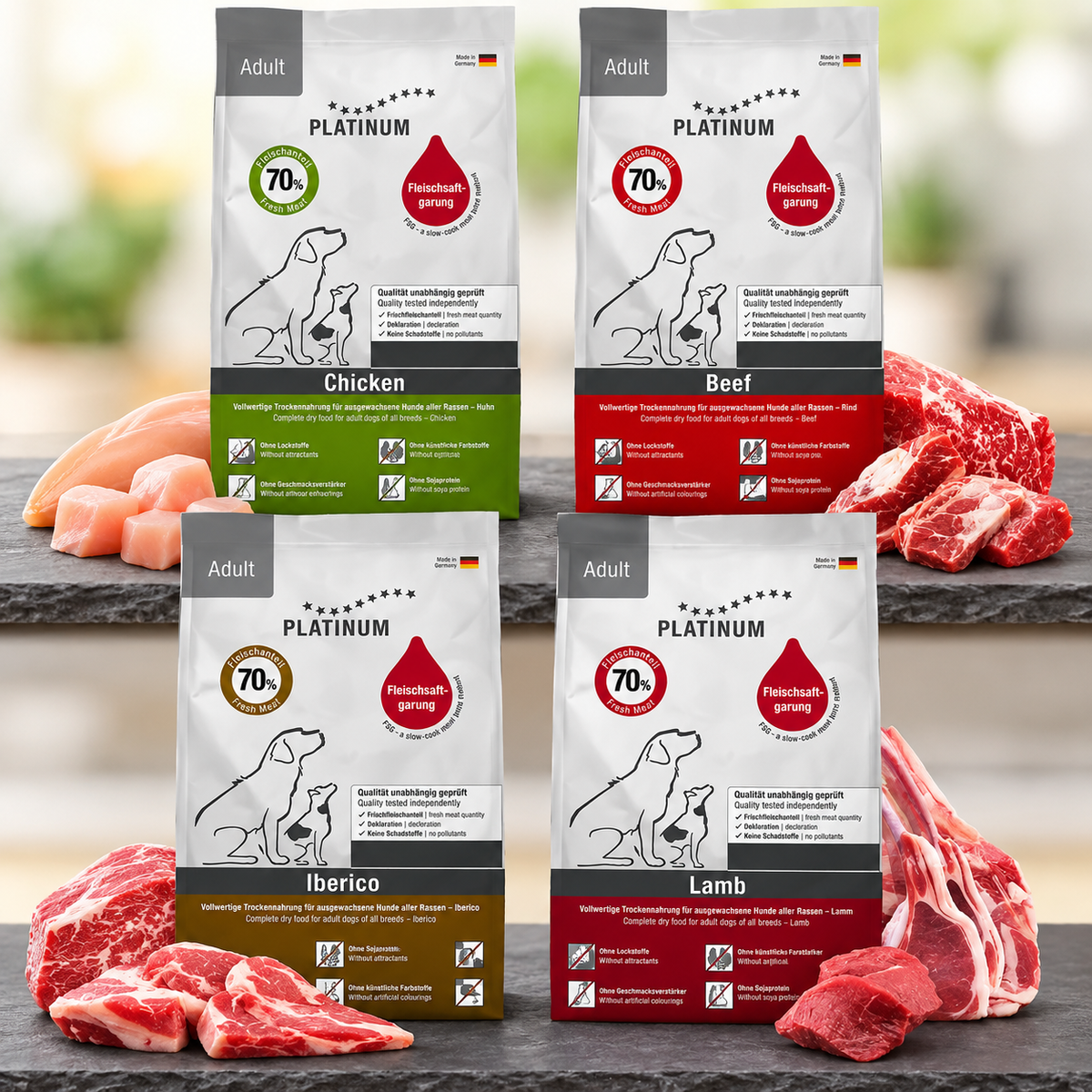 PLATINUM Adult Hundefoder 1,5 kg – 70 % frisk kød